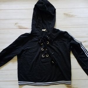 Lace up Black Hoddie jacket